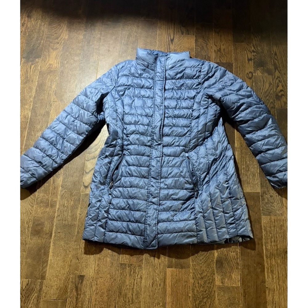 Women's Quilted Silver/Blue Down Puffer Jacket Size Large